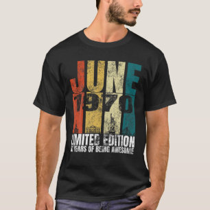Camiseta Vintage June 1970 Bday Costume 51 Anos Antiga 51Ru