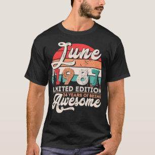 Camiseta Vintage June 1987 Limited Edition 34 Anos