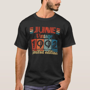 Camiseta Vintage June 1992 aniversário de 30 anos dá 30 ano