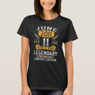 Camiseta Vintage June 2011 11 Year Old 11th Birthday For M