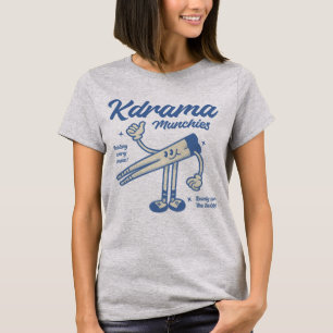 Camiseta Vintage K-Drama Munchies Diversão Chopstick Cartoo