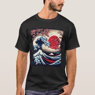 Camiseta Vintage Kanagawa Japonês A Grande Onda Flor de Cer