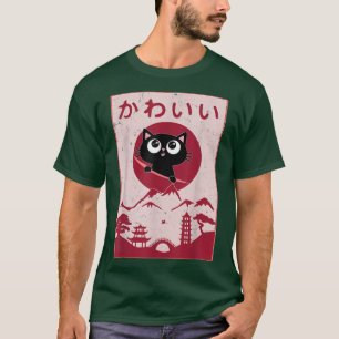 Camiseta Vintage Kawaii Cat Anime Japonês Gift Girls Boys