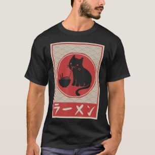 Camiseta Vintage Kawaii Cat Ramen Anime Gift Girls Japonesa