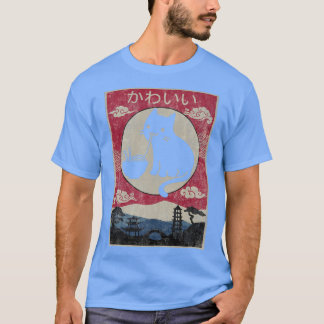 Camiseta Vintage Kawaii Cat Ramen Anime Japanese Kids Girls