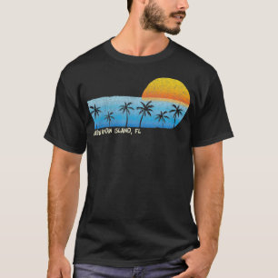Camiseta Vintage Keewaydin Ilha FL Palm Trees Sunset Beac