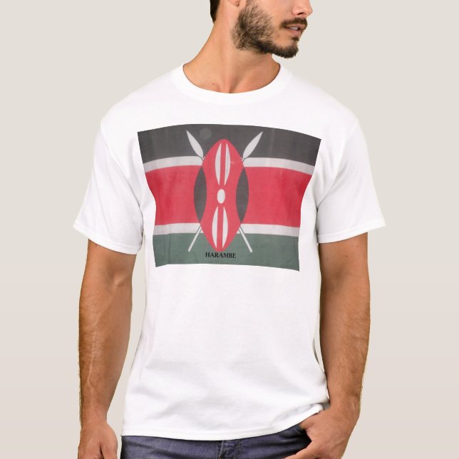 Camiseta Vintage Kenya Flag Harambe Design (Frente)