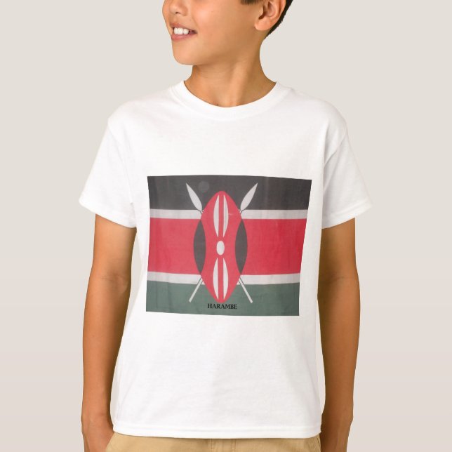 Camiseta Vintage Kenya Flag Harambe Design (Frente)