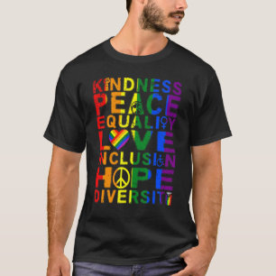 Camiseta Vintage Kindness Peace Inclusion Hope Rainbow Gay