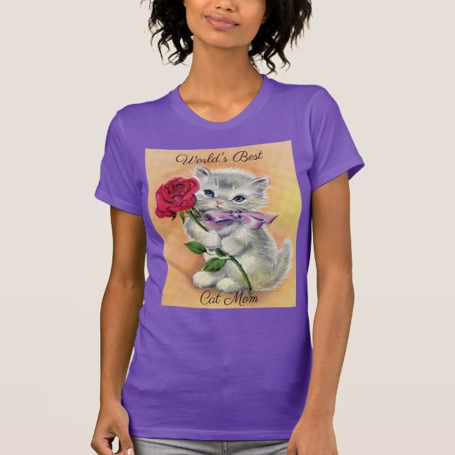 Camiseta Vintage Kitten Com Rosa (Frente)
