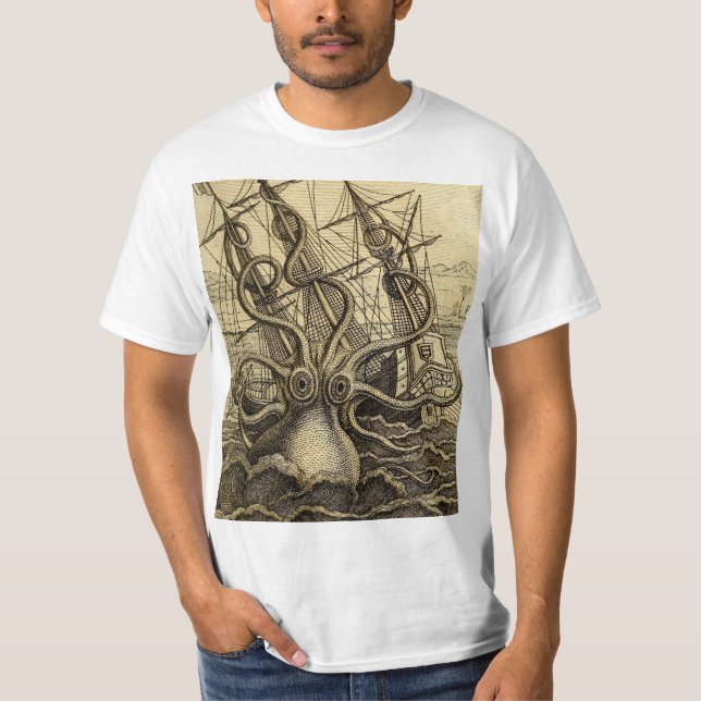 Camiseta Vintage Kraken Impressão (Frente)