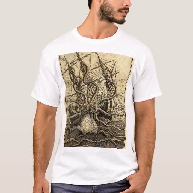 Camiseta Vintage Kraken Impressão (Frente)