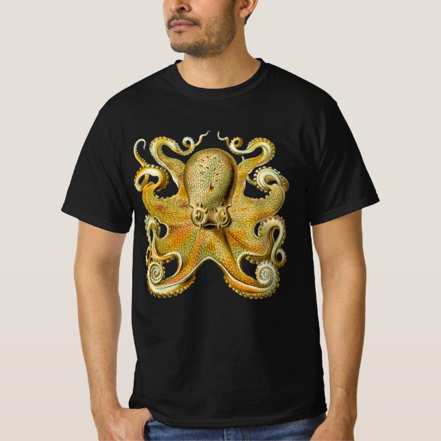 Camiseta Vintage Kraken, Octopus Gamochonia, Ernst Haeckel (Frente)