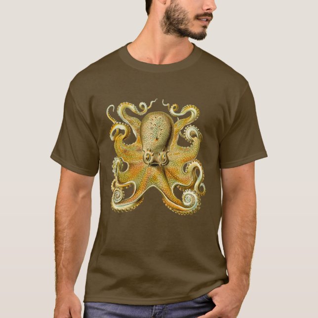 Camiseta Vintage Kraken, Octopus Gamochonia, Ernst Haeckel (Frente)