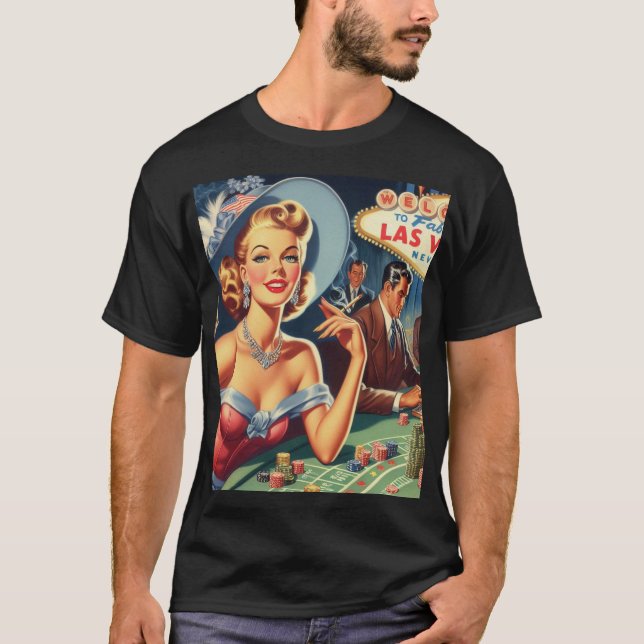 Camiseta Vintage Las Vegas Casino Pin Up (Frente)