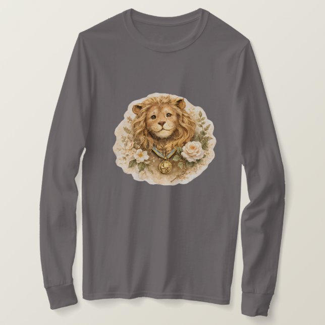 Camiseta Vintage Leão Dourado Manga Longa (Frente do Design)