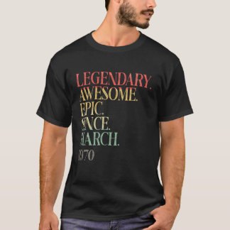 Camiseta Vintage Legend Awesome Epic Since March 1970 51Th