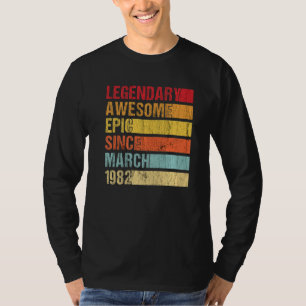 Camiseta Vintage Legendary Awesmic Desde Março De 1982 Bi