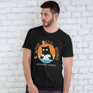 Camiseta Vintage Lendo Gato com Citação Engraçada