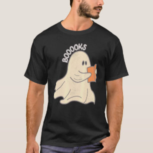 Camiseta Vintage Lendo Livro Boo Ghost Halloween Graphic