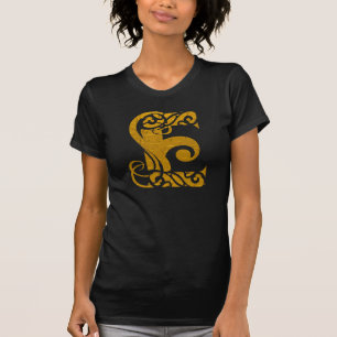 Camiseta Vintage - Letra gold E