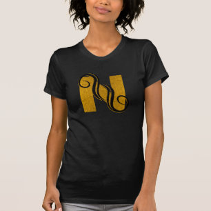 Camiseta Vintage - Letra gold N
