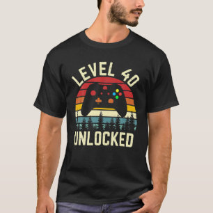 Camiseta Vintage Level 40 Unlocked Funny Video Gamer 40th