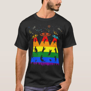 Camiseta Vintage Lgbt Cat Alienígena de Abdução Orgulho gay