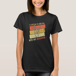 Camiseta Vintage Listen Metal With Neighbor Rock Music Love