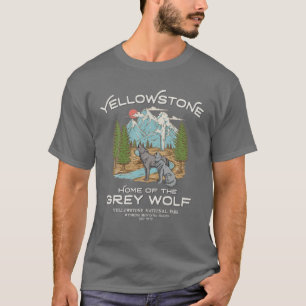 Camiseta Vintage Look Yellowstone National Park Cinza Wolf