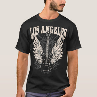 Camiseta Vintage Los Angeles California Guitar Wings Rock a