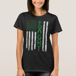 Camiseta Vintage Luta Saúde Mental Fita Verde Bandeira EUA
