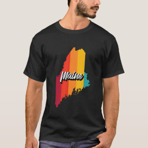 Camiseta Vintage Maine Retro 70s Stripes Maine Estados Unid