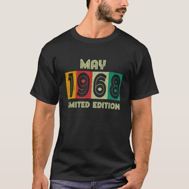 Camiseta Vintage Maio 1968 54 Anos Aniversário (Frente)