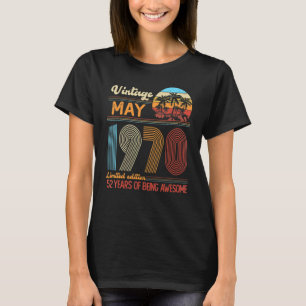 Camiseta Vintage maio 1970 52 Anos 52 Anos Aniversário Deco
