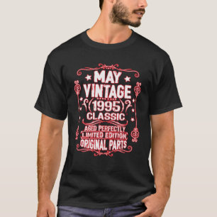 Camiseta Vintage Maio 1995 27º Aniversário Partes Originais