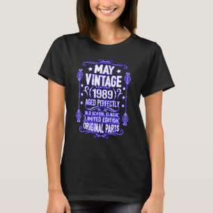 Camiseta Vintage maio de 1989 33º Aniversário Taurus Gemini