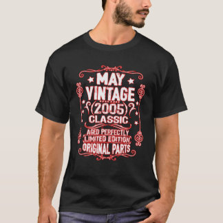 Camiseta Vintage Maio De 2005 17º Aniversário Partes Origin