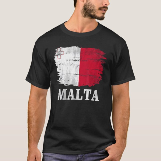 Camiseta Vintage Malta Flag For maltês Gift (Frente)