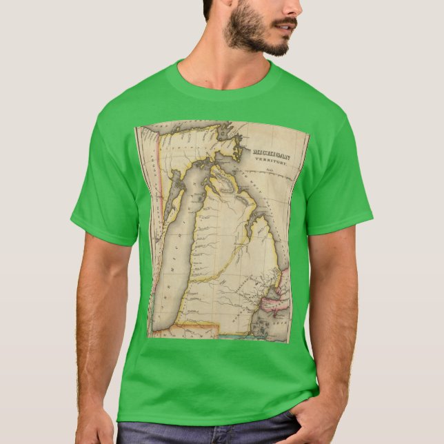Camiseta Vintage Map of Michigan 1822 (Frente)