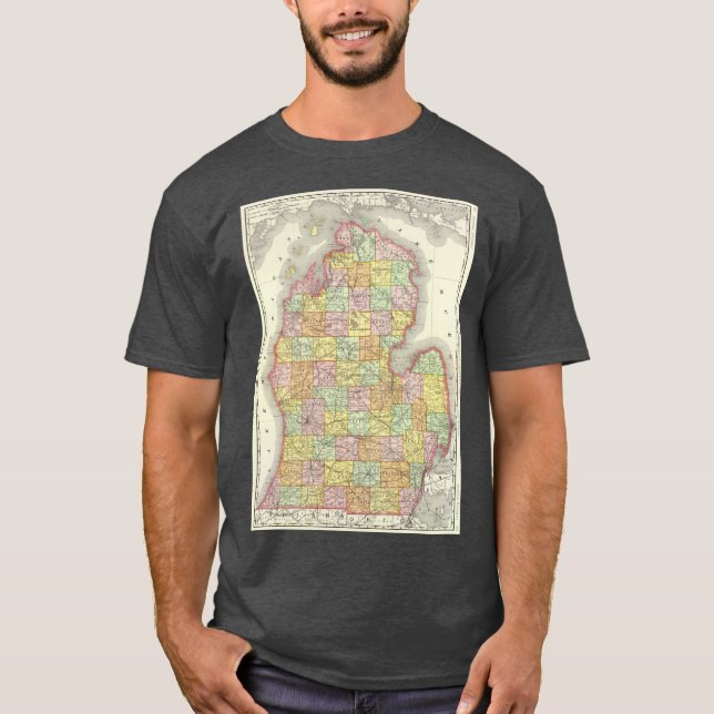 Camiseta Vintage Map of Michigan 1897 (Frente)
