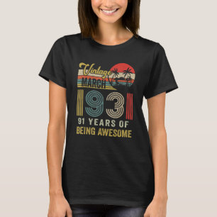 Camiseta Vintage March 1931 Limited Edition 91 Anos