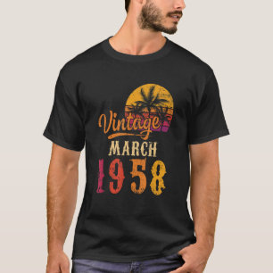 Camiseta Vintage March 1958 65th Birthday For 65 Year Old