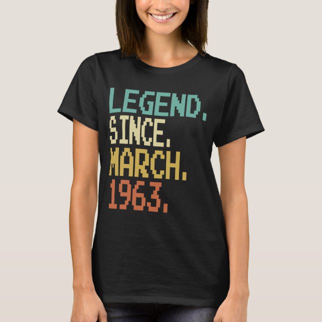 Camiseta Vintage March 1963 Aniversário De 60 Anos (Frente)