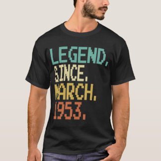 Camiseta Vintage Março 1953 Aniversário De 70 Anos