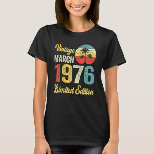 Camiseta Vintage março 1976 46 Anos Aniversário