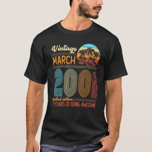 Camiseta Vintage março 2001 21 anos 21 anos Dia B Decorat
