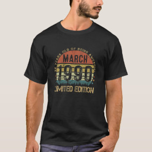 Camiseta Vintage Março De 1990 32º Aniversário Retro 32 