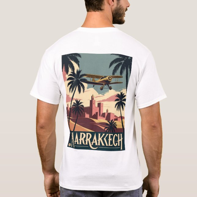 Camiseta Vintage Marrakech Skyline and Airplane (Verso)