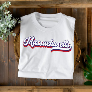 Camiseta Vintage Massachusetts Vermelha Branca e A